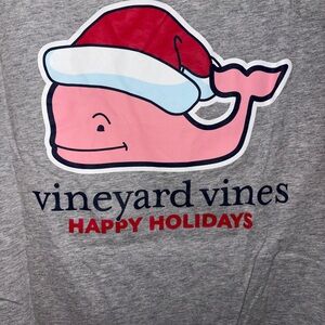 Vineyard Vines Festive Pink Whale Holiday Tee